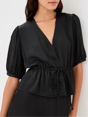 Jenni Kayne Black V-Neck Blouse NWT
